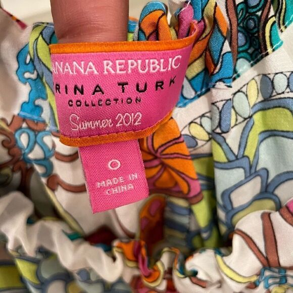 Trina Turk Banana Republic Collab Tank Sz 0 Silk Ocean Retro Ocean Botanical - Picture 5 of 5
